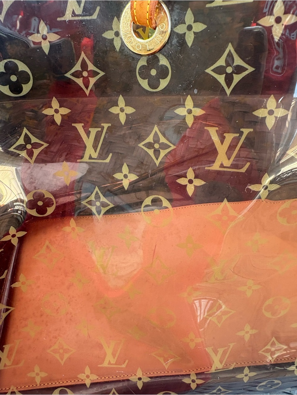 Louis Vuitton Monogram Clear Cabas GM Tote with Brown Trim - Picture 10 of 16